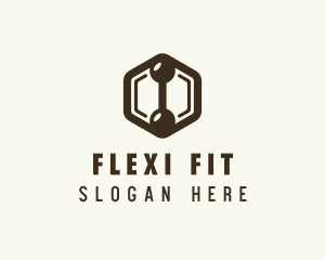 Hexagon Dumbbell Gym Fitness logo design