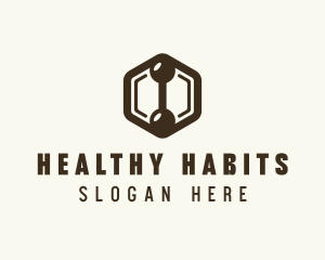 Hexagon Dumbbell Gym Fitness logo design