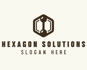 Hexagon Dumbbell Gym Fitness logo design