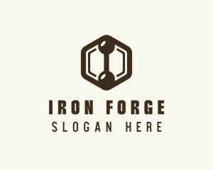 Hexagon Dumbbell Gym Fitness logo design