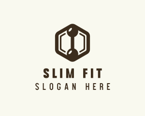 Hexagon Dumbbell Gym Fitness logo design