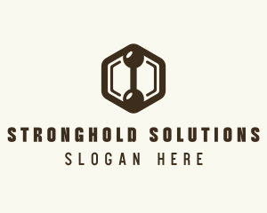 Hexagon Dumbbell Gym Fitness logo design