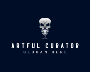 Skeleton Tattoo Machine Ink logo design