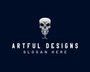 Skeleton Tattoo Machine Ink logo design