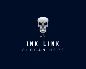 Skeleton Tattoo Machine Ink logo design