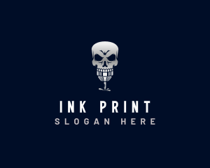 Skeleton Tattoo Machine Ink logo design