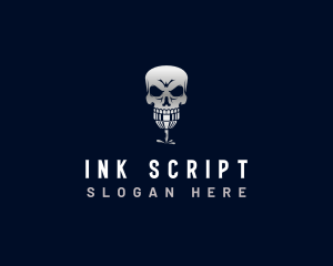 Skeleton Tattoo Machine Ink logo design