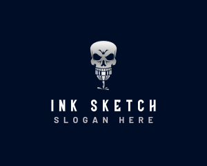 Skeleton Tattoo Machine Ink logo design