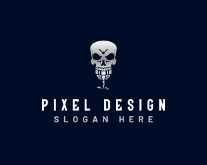 Graphic - Skeleton Tattoo Machine Ink logo design