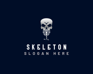 Skeleton Tattoo Machine Ink logo design