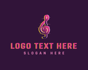 Music Lounge - G Clef Glitch logo design