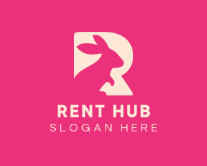 Pink Rabbit Letter R logo design