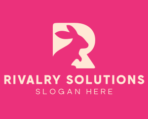 Pink Rabbit Letter R logo design