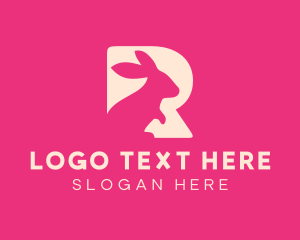 Bunny - Pink Rabbit Letter R logo design