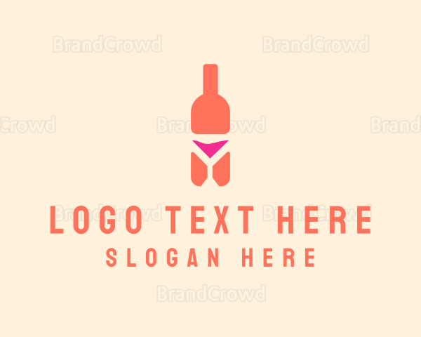 Pink Cocktail Bottle Bar Logo