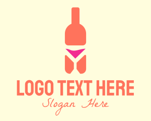 Liquor Store - Pink Cocktail Bottle Bar logo design