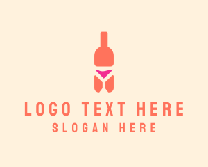 Adult Entertainment - Pink Cocktail Bottle Bar logo design