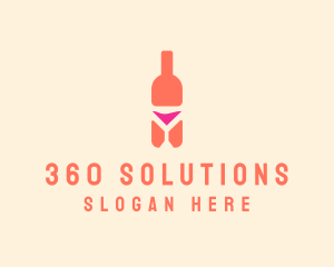 Pink Cocktail Bottle Bar logo design