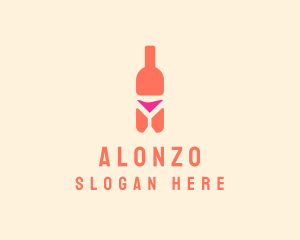 Pink Cocktail Bottle Bar logo design