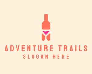 Pink Cocktail Bottle Bar logo design