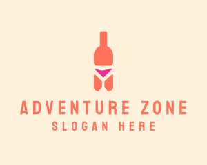 Pink Cocktail Bottle Bar logo design