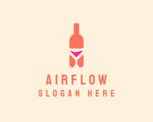 Pink Cocktail Bottle Bar logo design