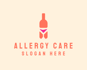 Pink Cocktail Bottle Bar logo design