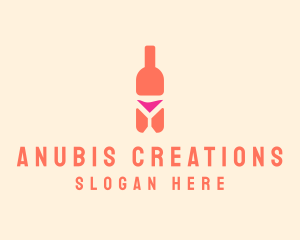 Pink Cocktail Bottle Bar logo design