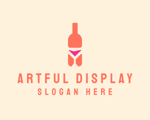 Pink Cocktail Bottle Bar logo design