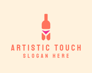 Pink Cocktail Bottle Bar logo design