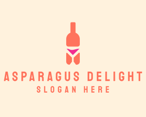 Pink Cocktail Bottle Bar logo design