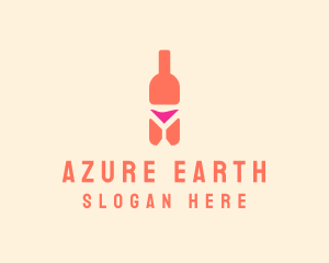 Pink Cocktail Bottle Bar logo design