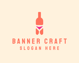 Pink Cocktail Bottle Bar logo design