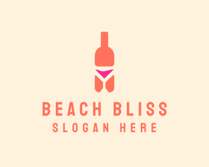 Swimsuit - Pink Cocktail Bottle Bar logo design
