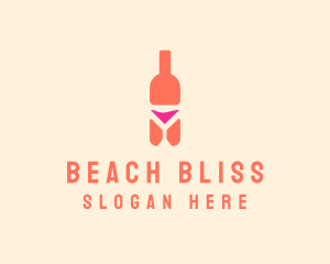 Pink Cocktail Bottle Bar logo design