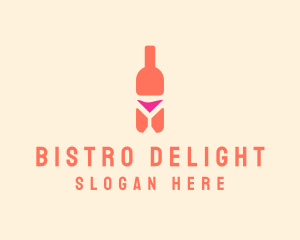 Pink Cocktail Bottle Bar logo design