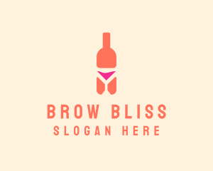 Pink Cocktail Bottle Bar logo design