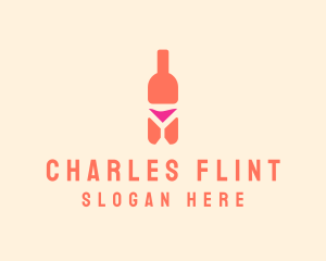 Pink Cocktail Bottle Bar logo design