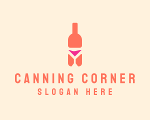 Pink Cocktail Bottle Bar logo design