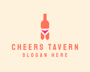 Bar - Pink Cocktail Bottle Bar logo design