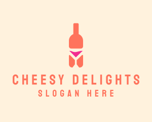 Pink Cocktail Bottle Bar logo design