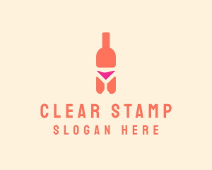 Pink Cocktail Bottle Bar logo design