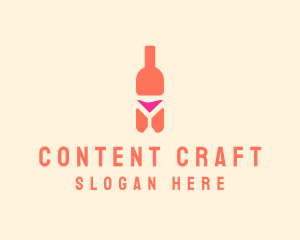 Pink Cocktail Bottle Bar logo design