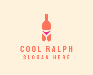 Pink Cocktail Bottle Bar logo design