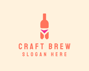 Pink Cocktail Bottle Bar logo design