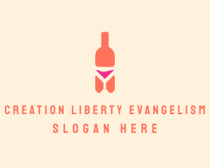 Pink Cocktail Bottle Bar logo design