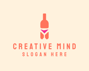 Pink Cocktail Bottle Bar logo design