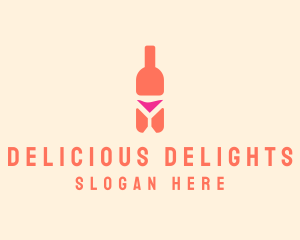 Pink Cocktail Bottle Bar logo design