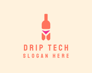 Pink Cocktail Bottle Bar logo design