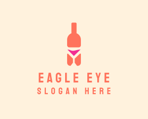 Pink Cocktail Bottle Bar logo design